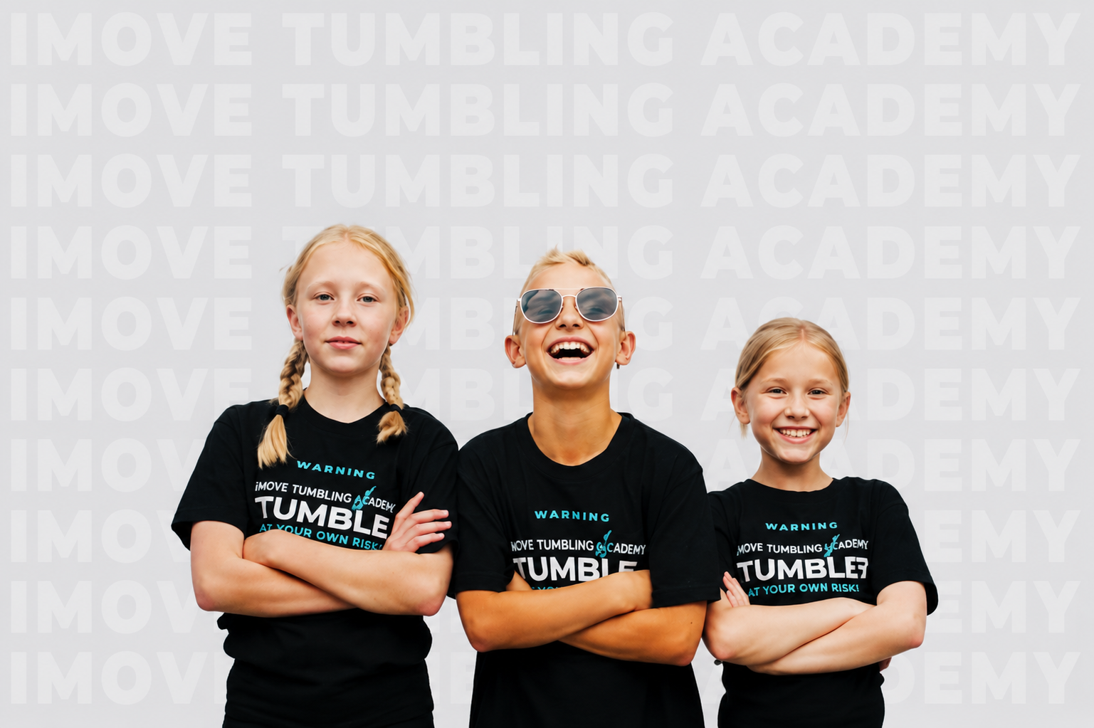iMove Tumbling Academy athletes in academy t-shirts